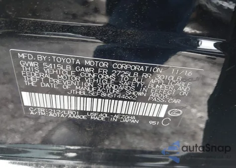 2017 Lexus Ls 460 from USA, damaged, VIN JTHBL5EF8H5144662